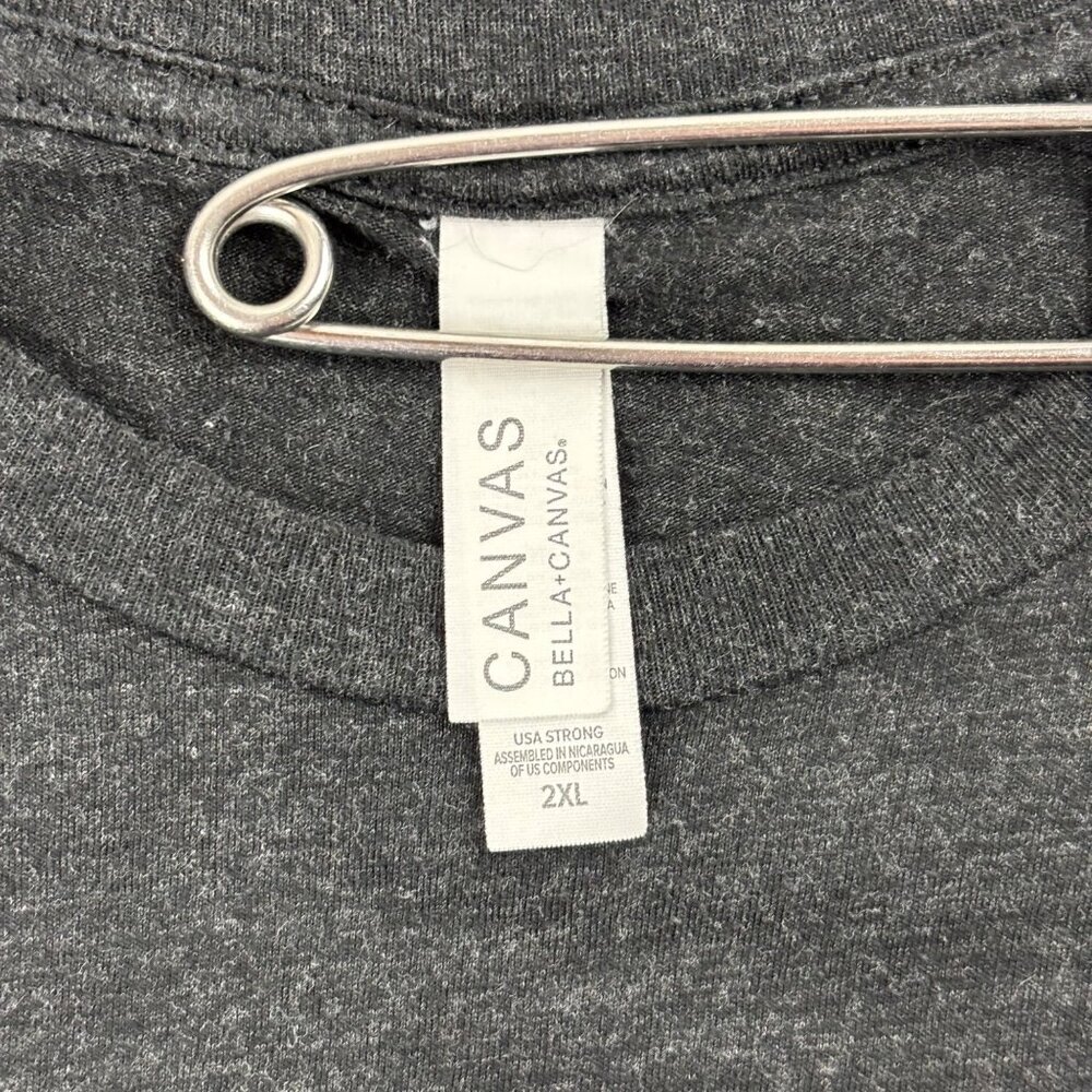 I Miss Hugs And Live Music Tee Mens Size 2XL Charcoal Gray Heathered Shirt - Picture 7 of 8